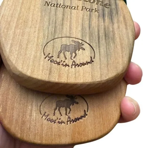 Mangy Moose Yellowstone Wooden Moose Salad Server Set Brown - Picture 3 of 3